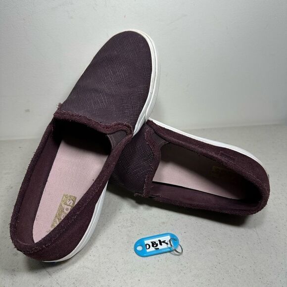 Keds Women's Double Decker Emboss Suede Slip On Sneaker Eggplant - Picture 1 of 8